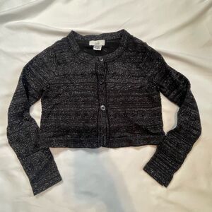 Girl’s special edition size small (6/6X) black sparkly crop cardigan